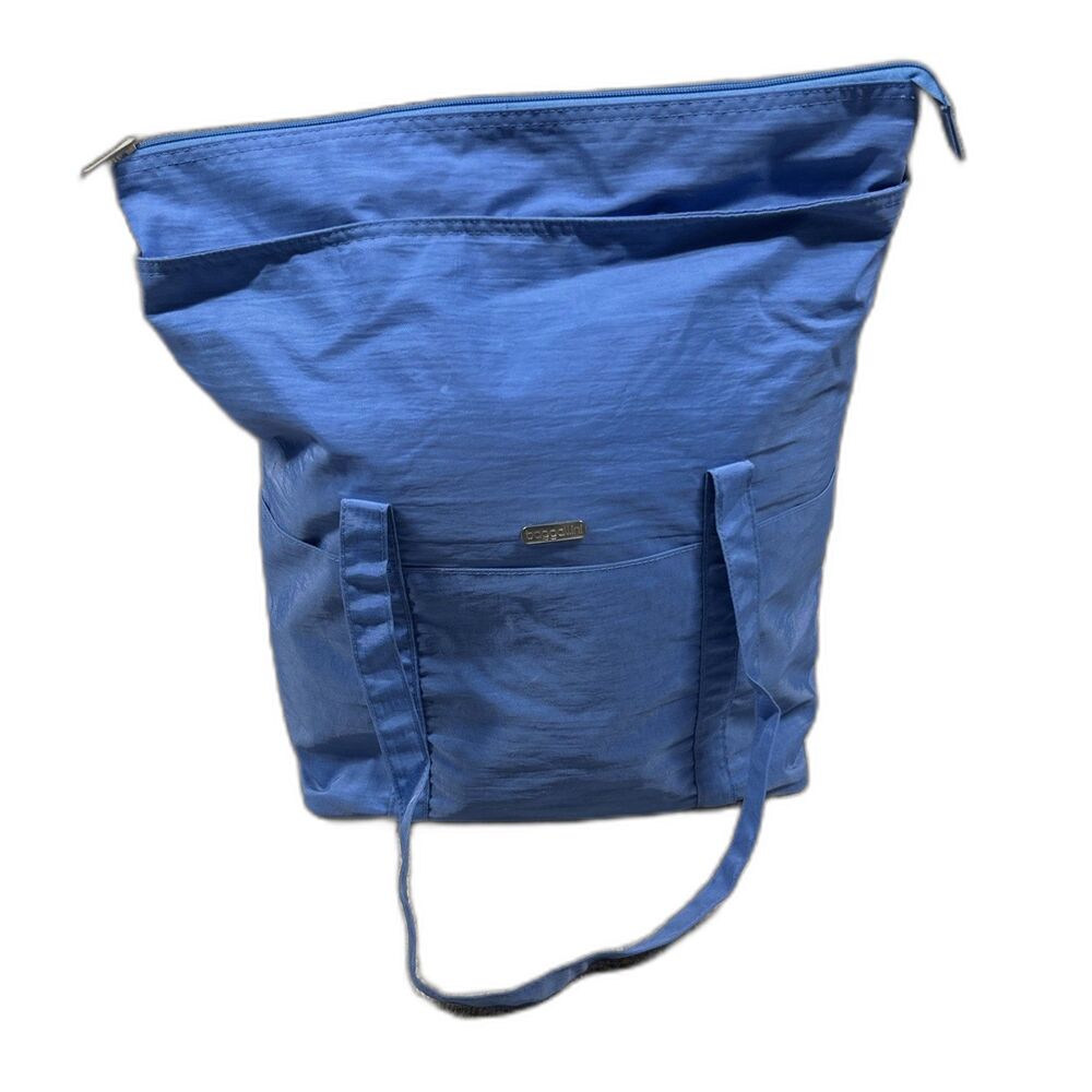 Baggallini Blue Nylon Travel Tote Bag Large Packable 17x13x6